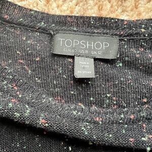 TOPSHOP Speckled black  Thin Sweater Cute Detail UK 8